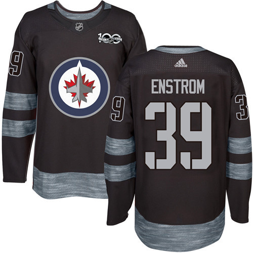 Adidas Jets #39 Tobias Enstrom Black 1917-100th Anniversary Stitched NHL Jersey - Click Image to Close